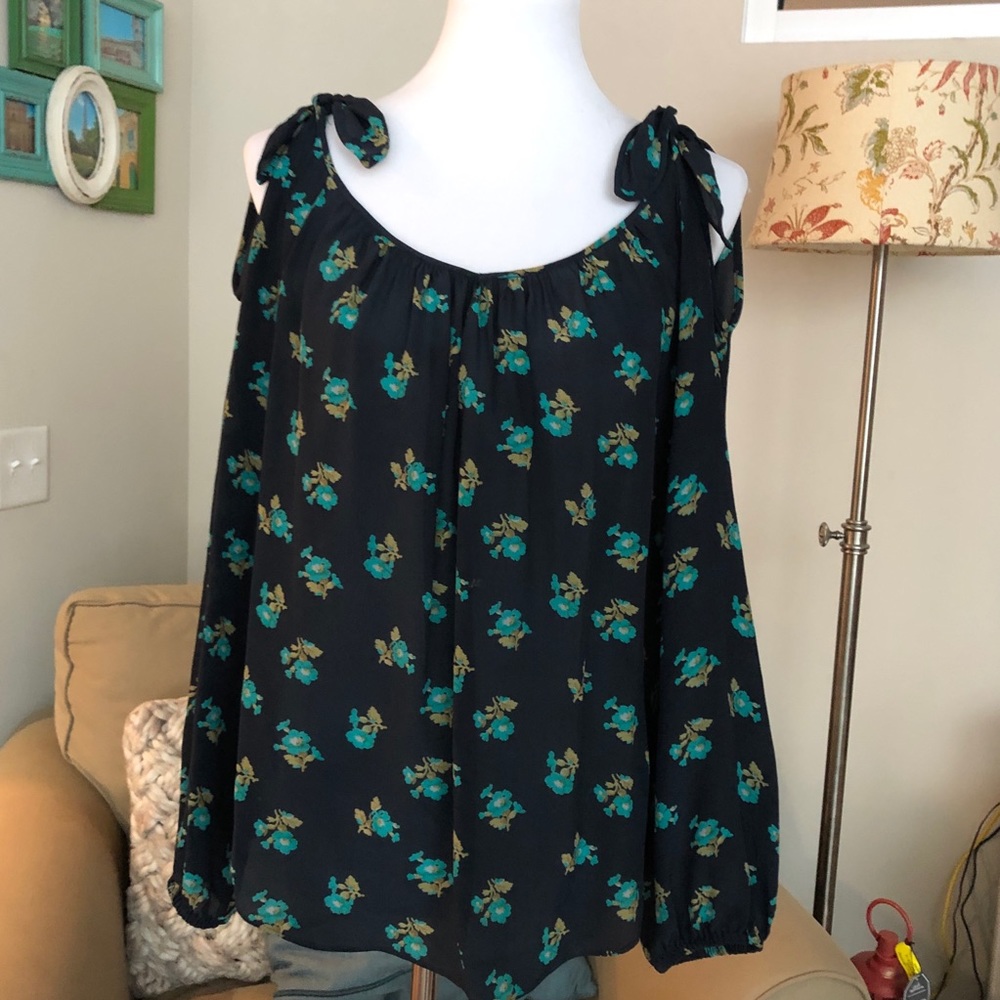 Rebecca Taylor Silk Cold Shoulder Top